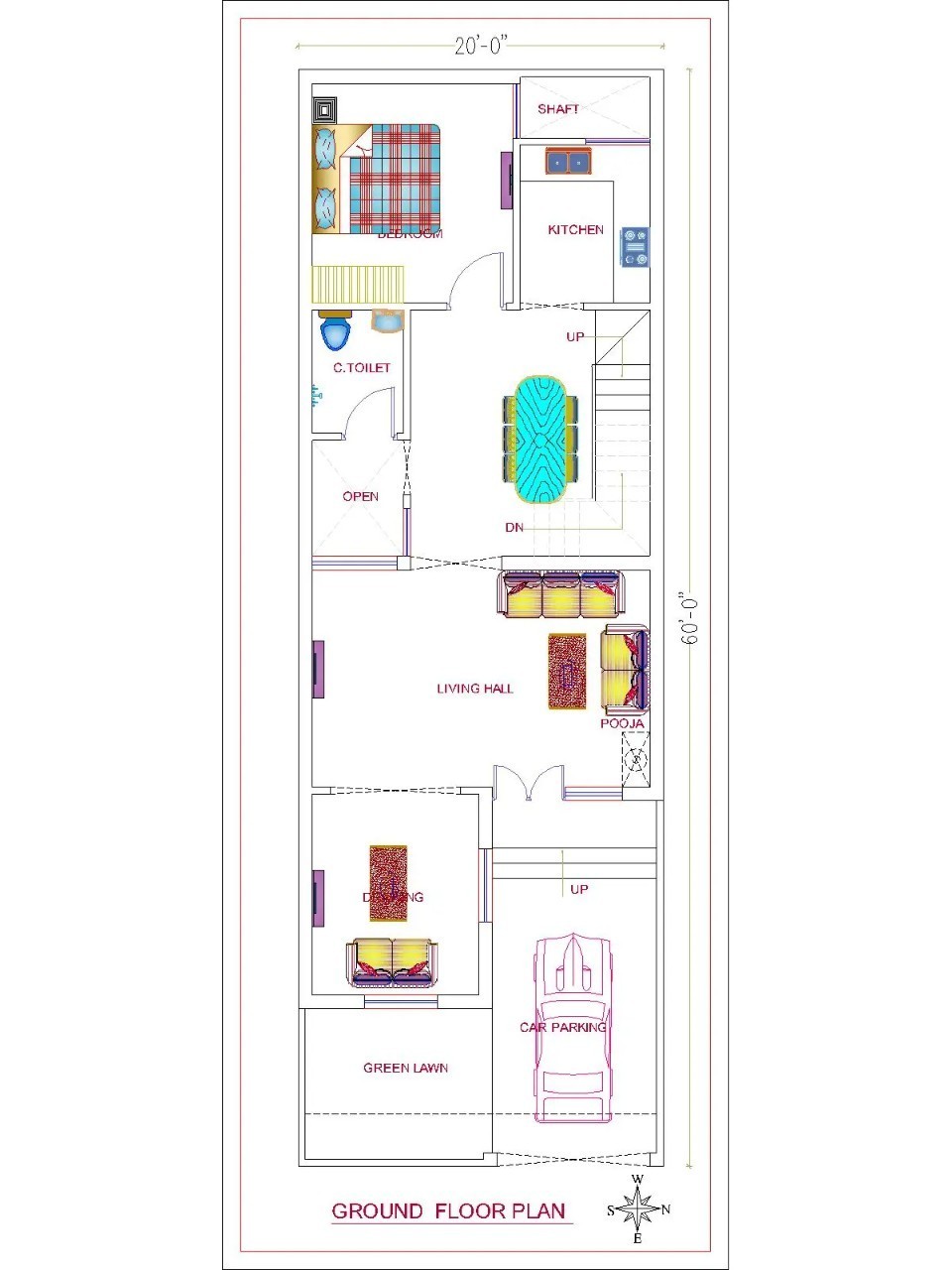20x60 Ground Floor Plan