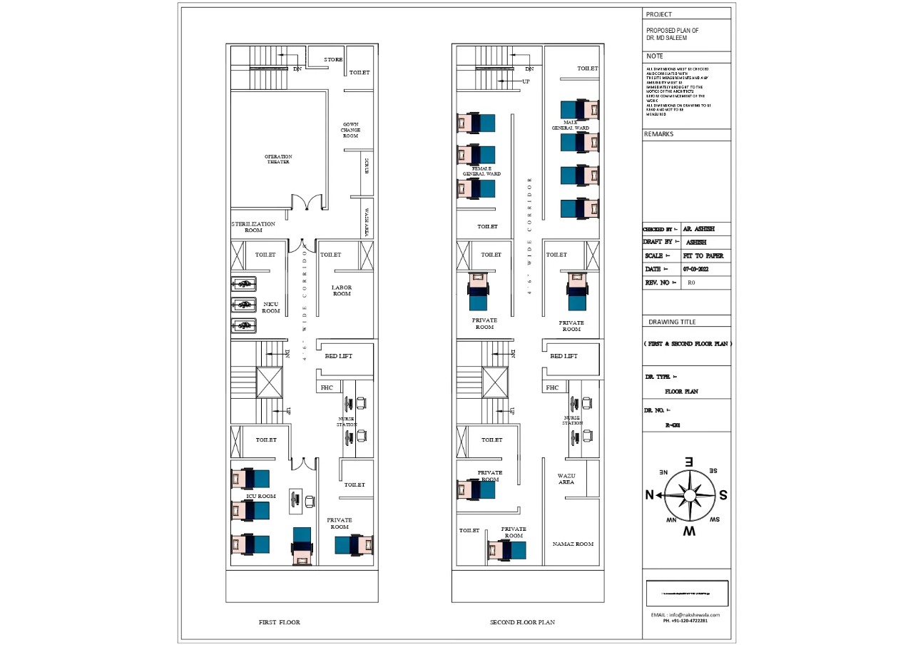 24x85sqft Hospital First & Second Floor Plan