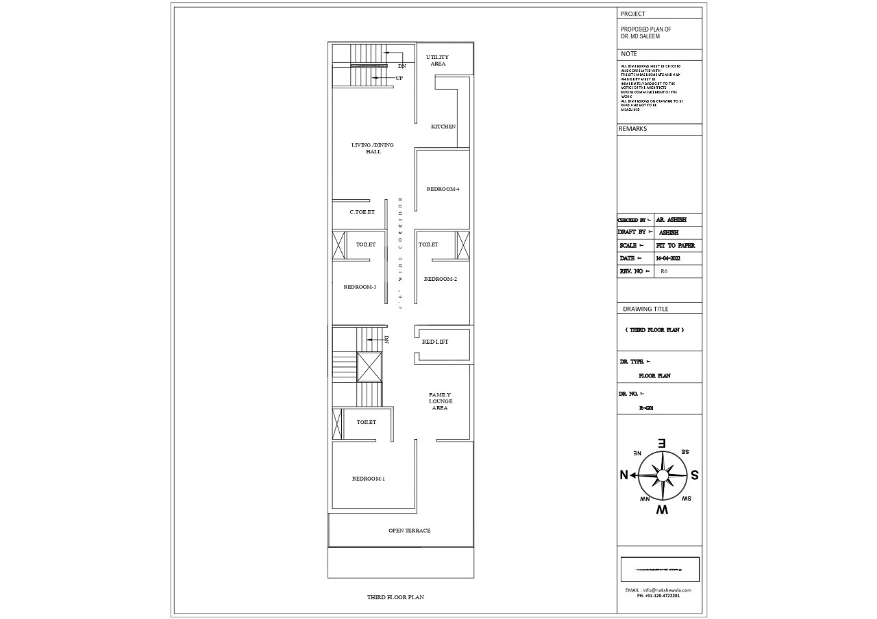 24x85sqft Residential Open Terrace Floor Plan