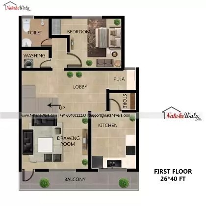 26X40sqft First Floor Plan