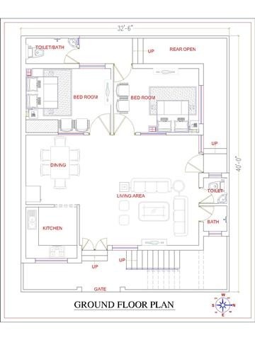 32x40 Ground Floor Plan 