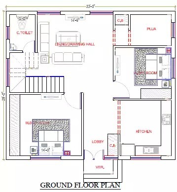 33x29 Ground Floor Plan