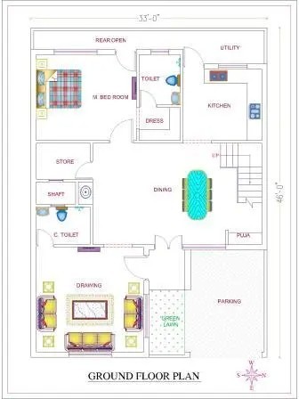 33x46 Ground Floor Plan