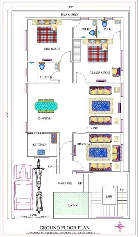 36x63 Ground Floor Plan