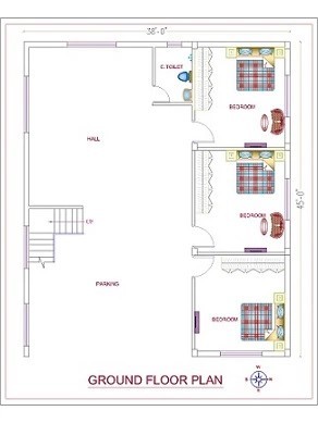 38x45 Ground Floor Plan