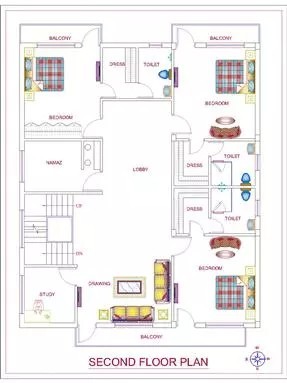 38x45 Second Floor Plan