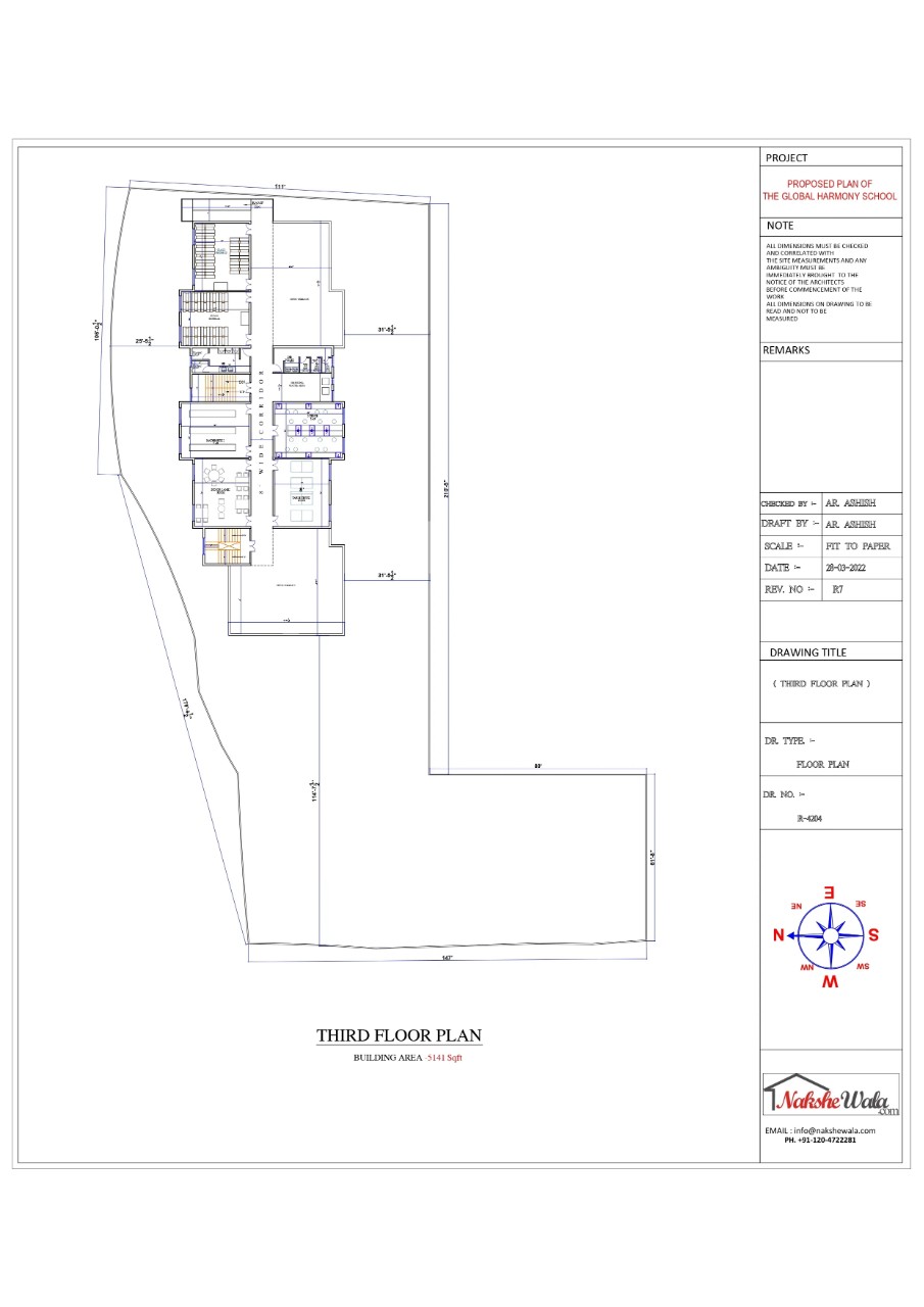 147x272sqft School Third Floor Plan