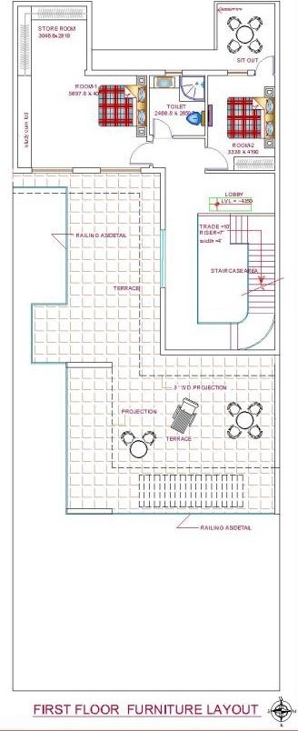 40x100sqft First Floor Plan