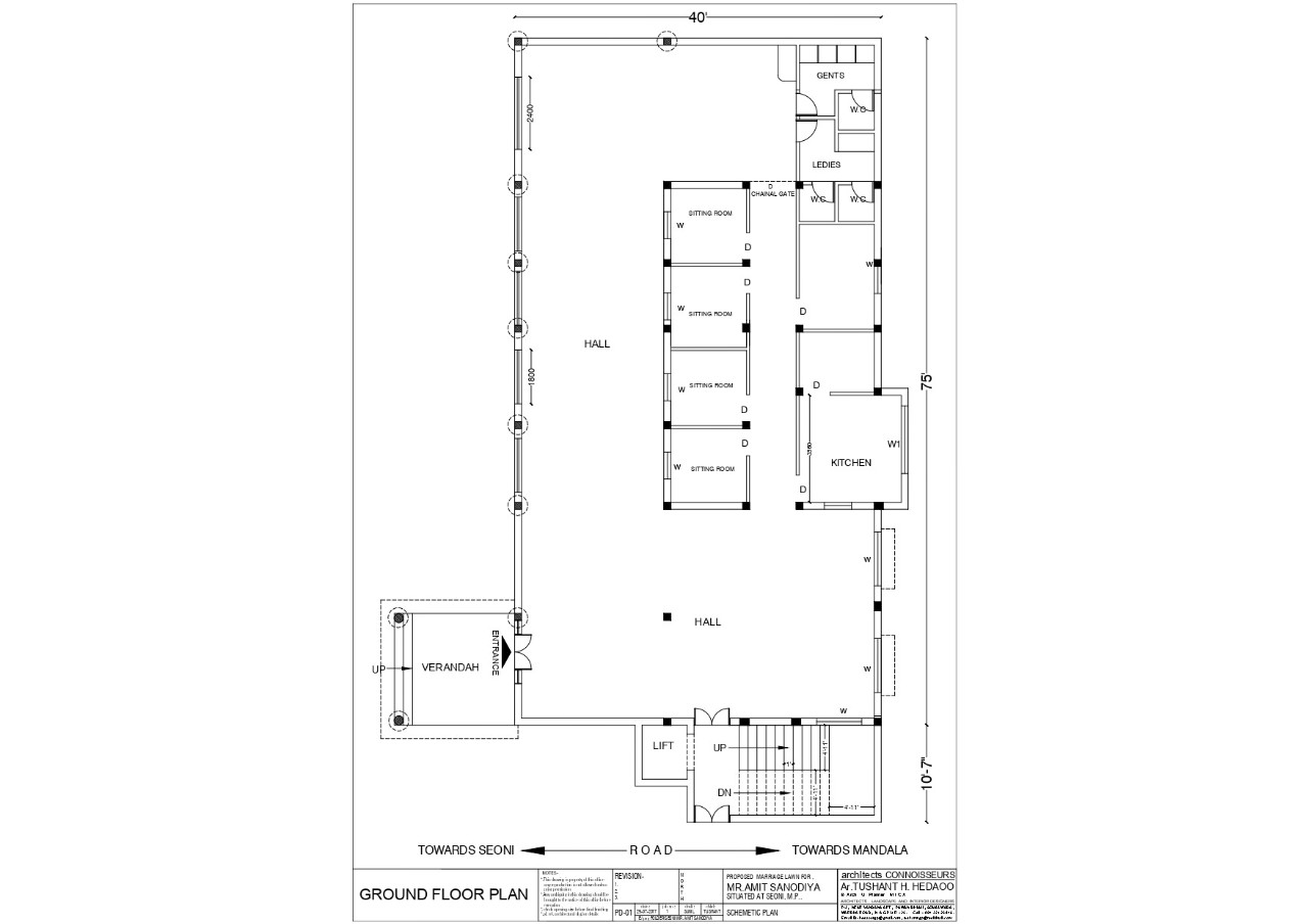 40x85sqft Restaurant Ground Floor Plan