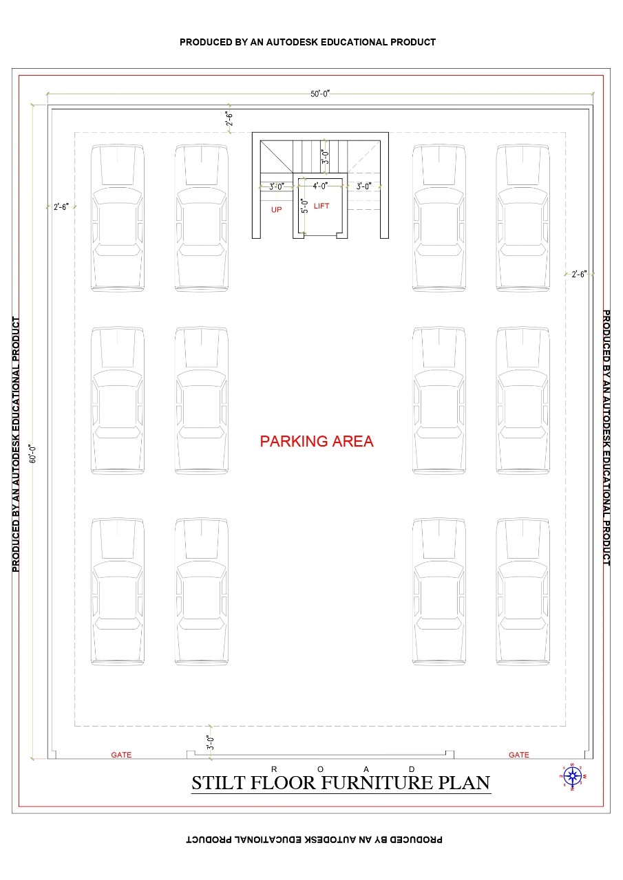 50x60sqft Apartment Stilt Floor Plan 