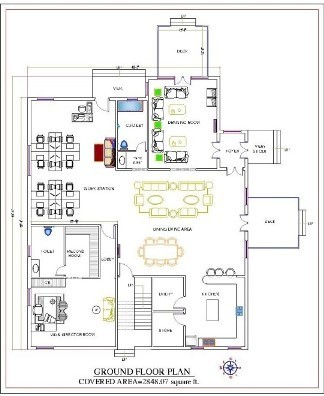 52x64sqft Ground Floor Plan 