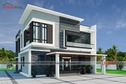 56x70sqft Simple Duplex House Elevation