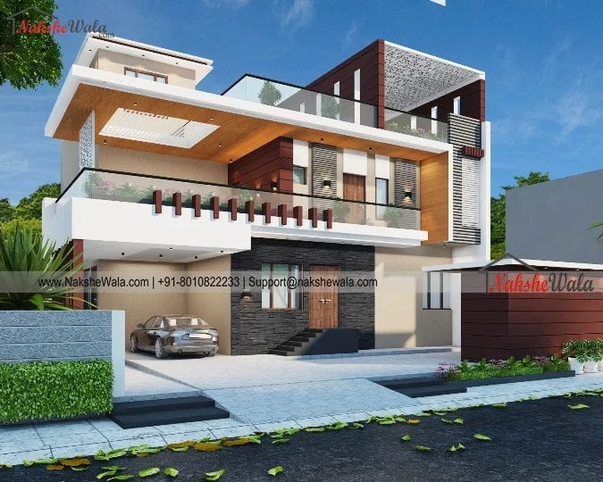 60x60sqft Modern Bungalow House Elevation
