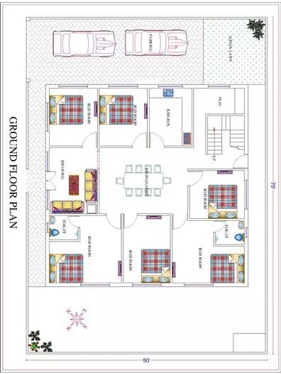 Nakshewala on X: 50x70 North Facing Double Storey House Modern