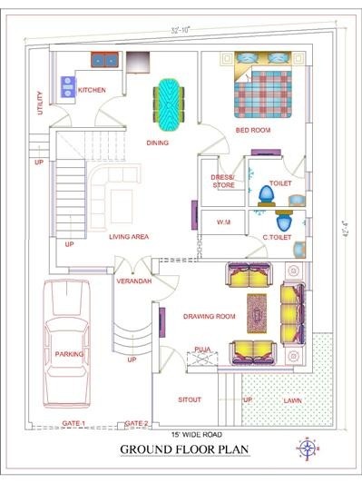 Small House Plan 32 40 Duplex