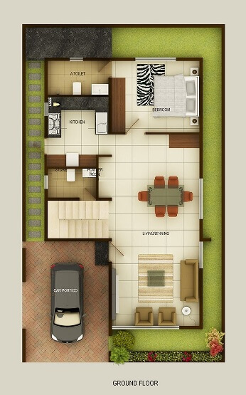 30x50 Duplex Floor Plan 1500sqft