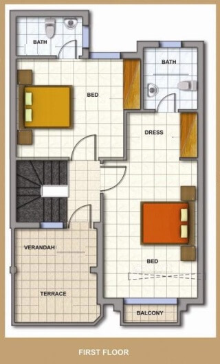 South Facing 1250 Sqft Small House Plan