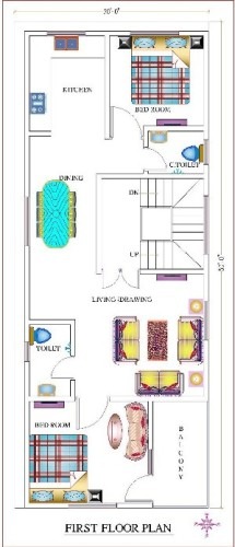 20*50 Independent Floor House Plan|1000 sqft West Facing House Plan ...