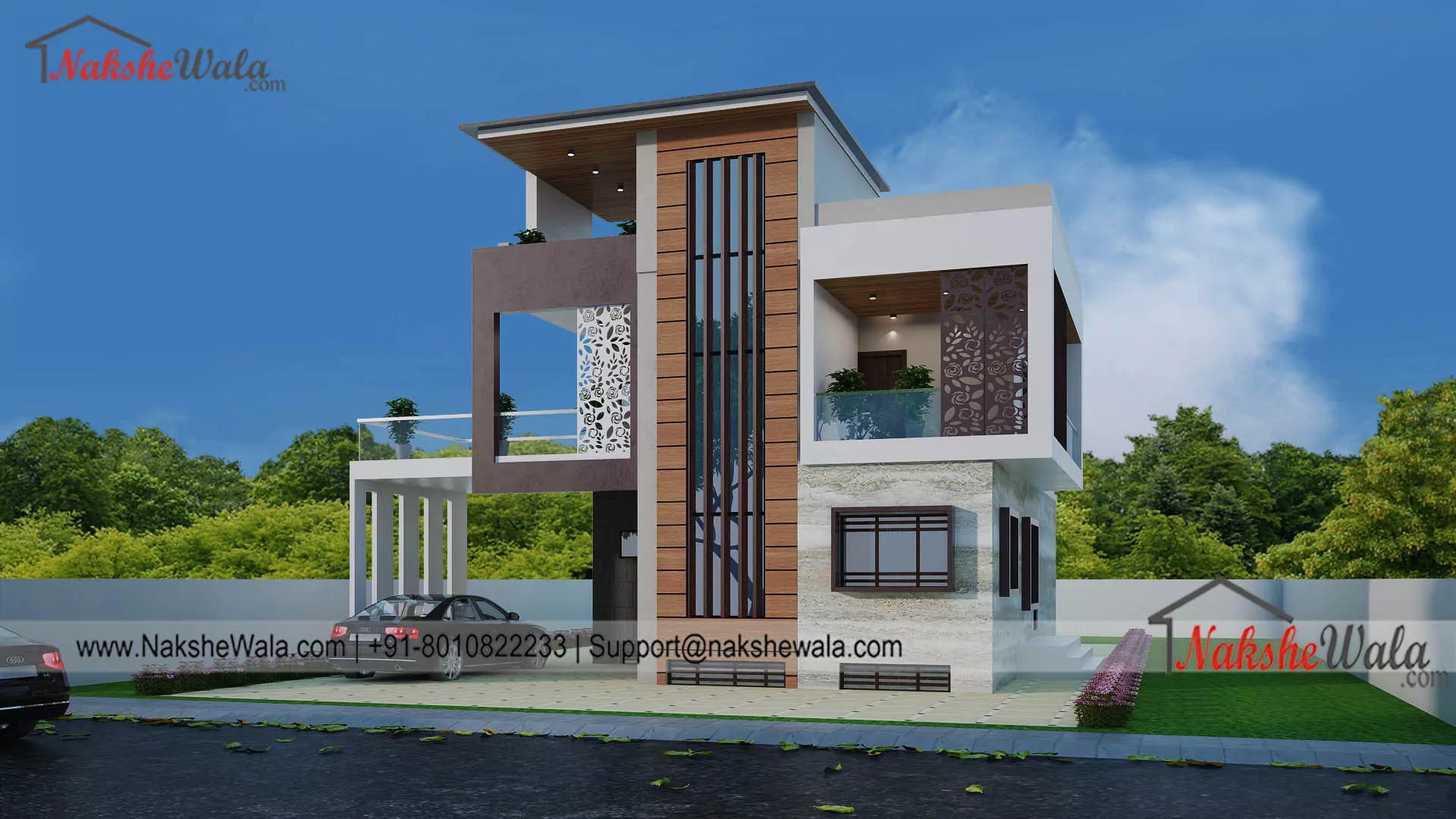 30X40 sqft Duplex House Front Elevation Design