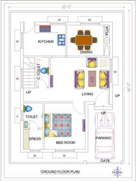 30*40 Duplex House Plan |1200sqft South Facing House Plan | 2bhk Small ...