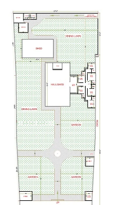 137x377sqft Banquet Hall Plan