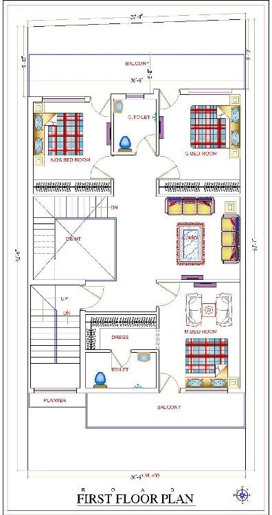 Triple Storey House Plan | 31*63 Triplex House Plan | 1953sqft South ...