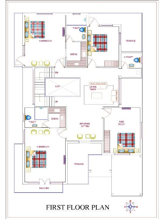 Contemporary House Plan | 40*40 Double Storey House Design | 1600sqft ...