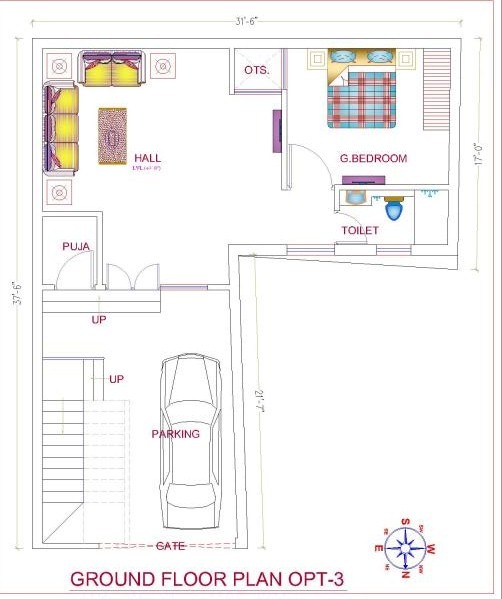 Small House Plan | 32*37 Duplex House Plan | 1184sqft NorthFacing Home ...