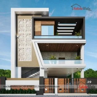 50x70sqft Triplex Modern House Front