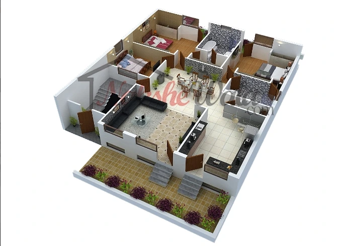 A 3 Bedroom House Floor Plan